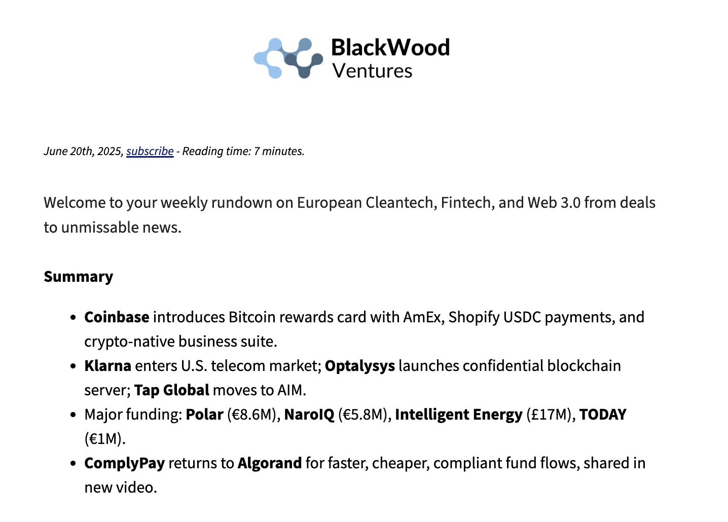 Week 25 - Industry Briefing